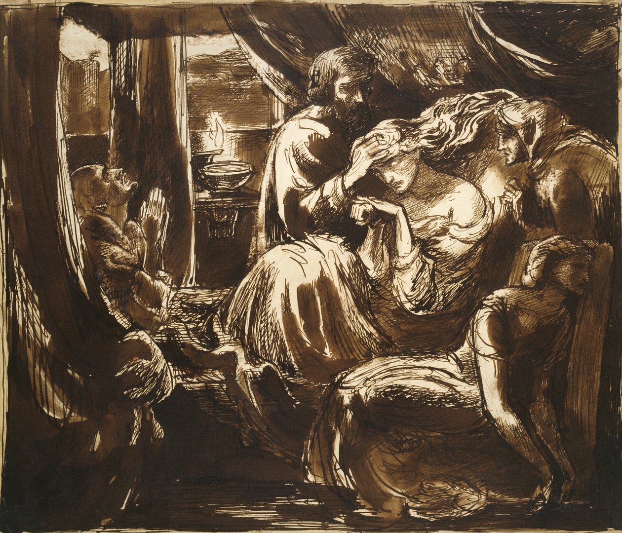 The Death of Lady Macbeth, 1800-talet (penna och bläck på papper) av Dante Gabriel Charles Rossetti