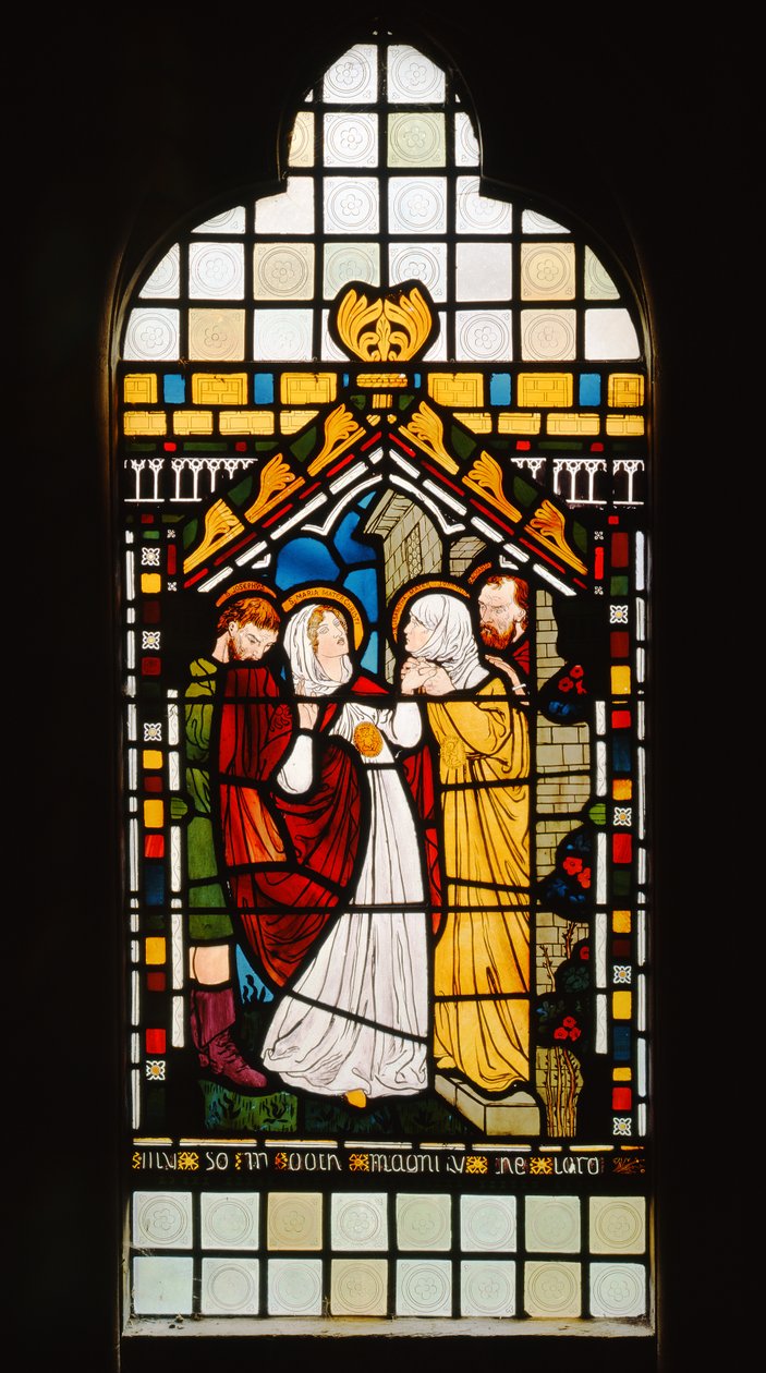 Besöket, 1861 (glasmålning) av Dante Gabriel Charles Rossetti