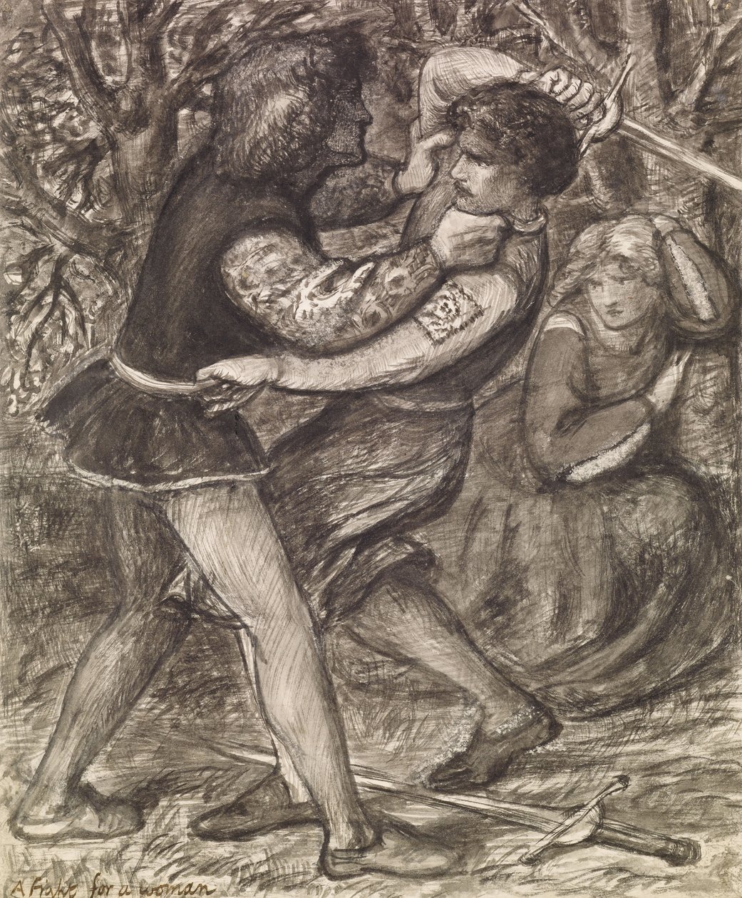 En kamp för en kvinna av Dante Gabriel Charles Rossetti