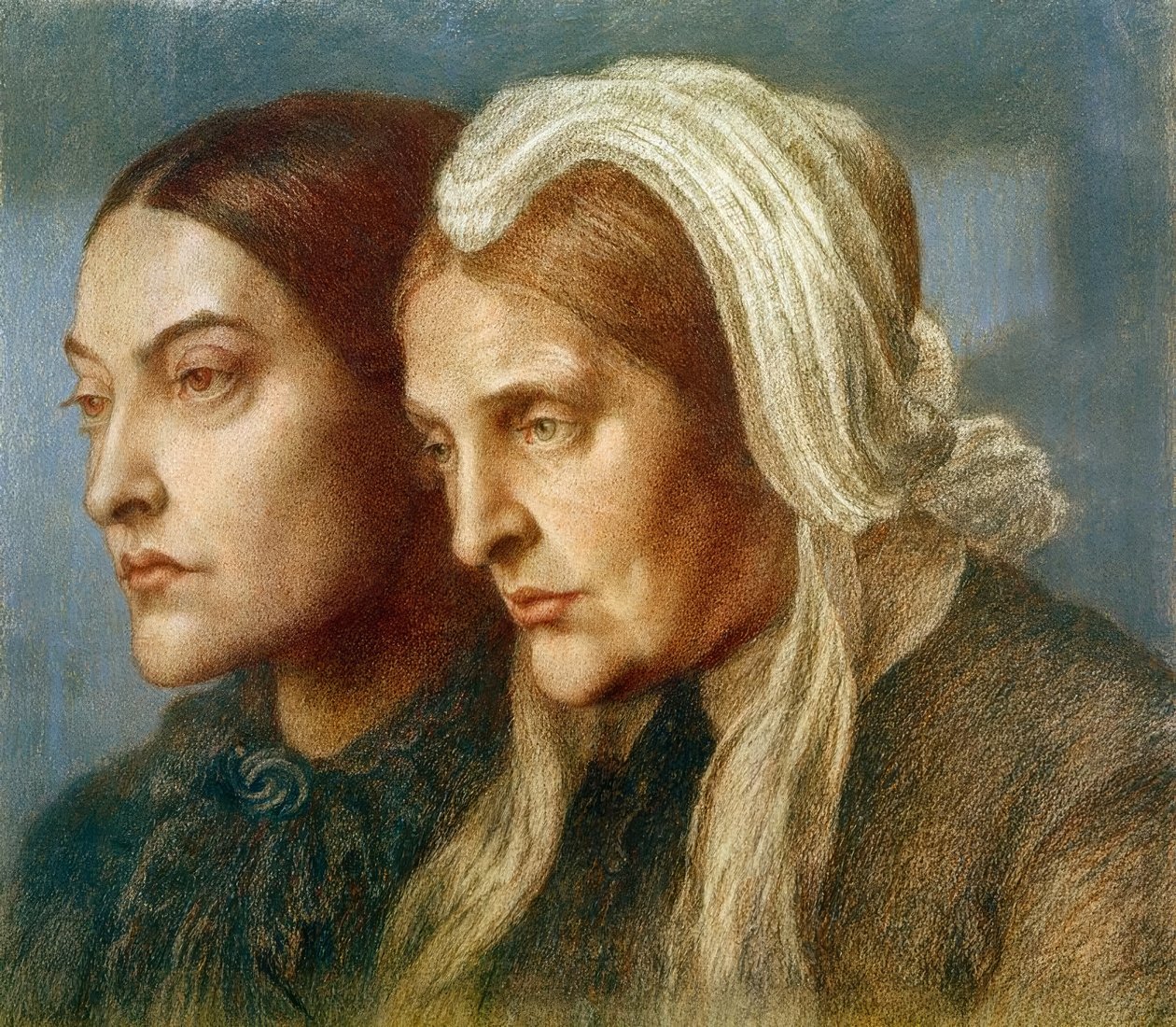 Christina G.Rossetti und Mutter av Dante Gabriel Charles Rossetti