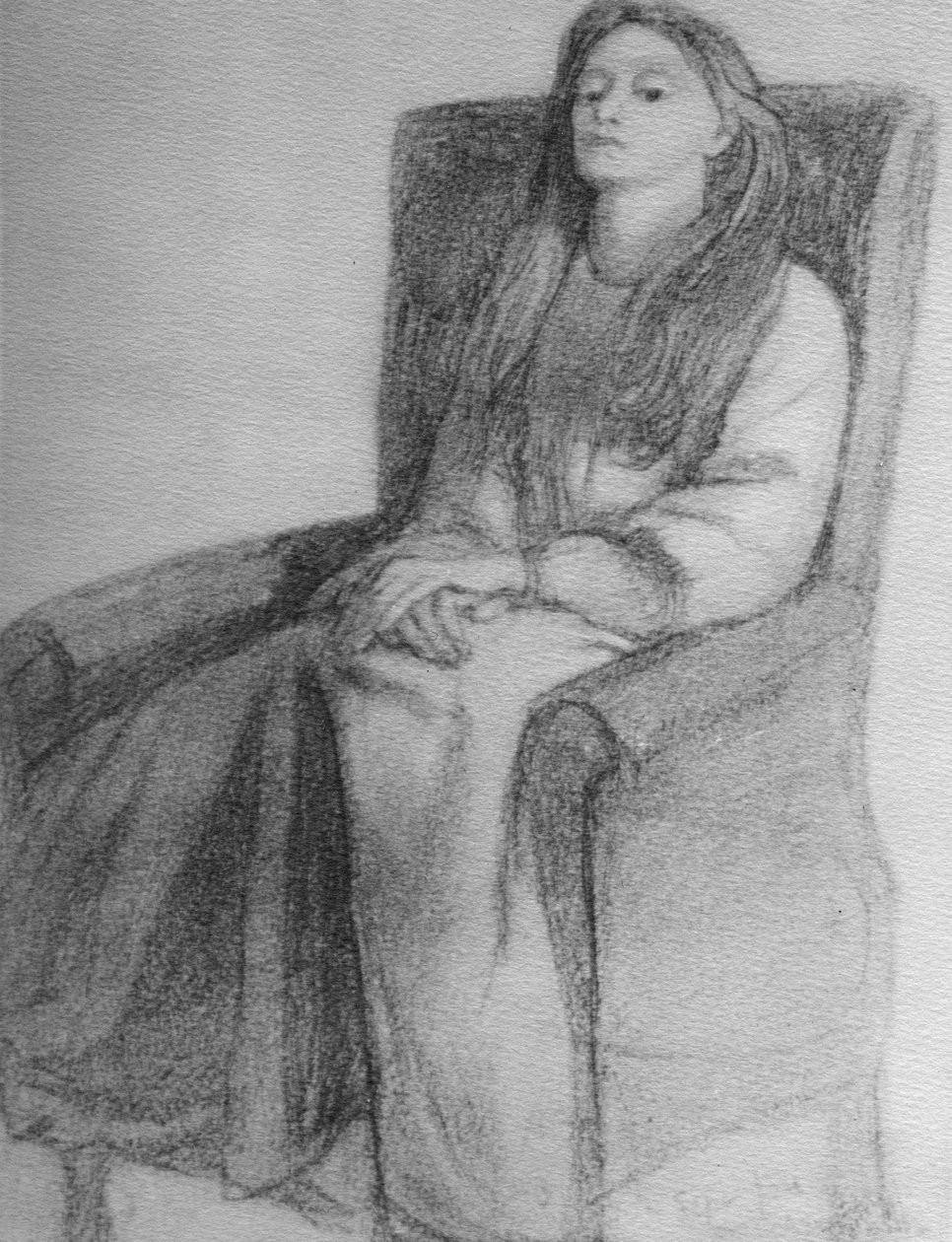 Elizabeth Siddal, ca 1853 (grafit på papper) av Dante Gabriel Charles Rossetti