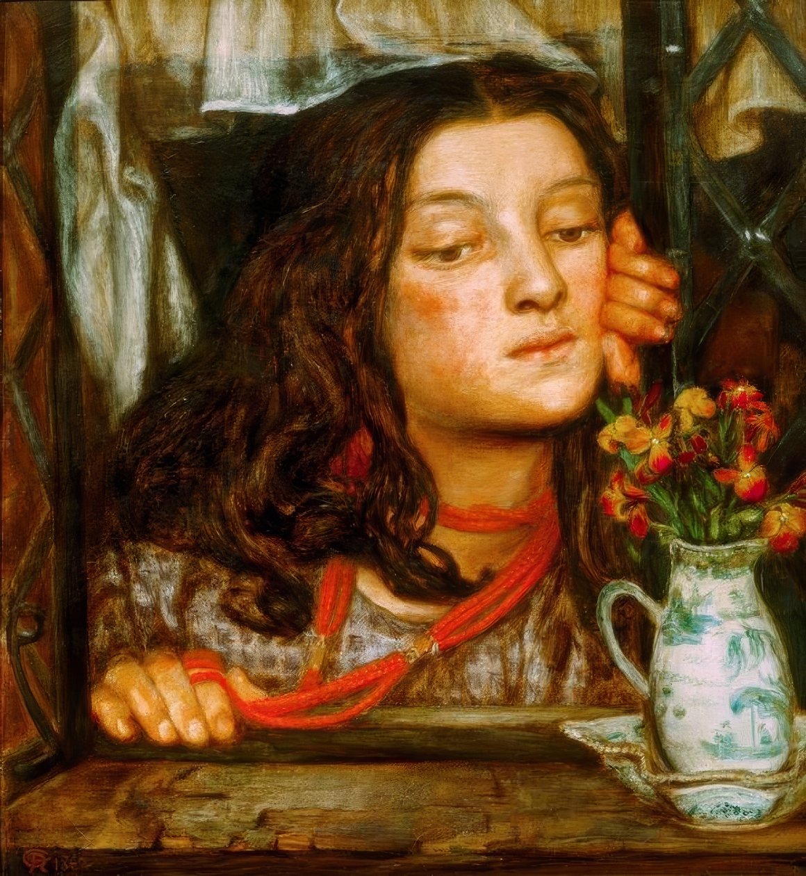 Flicka vid ett galler av Dante Gabriel Charles Rossetti