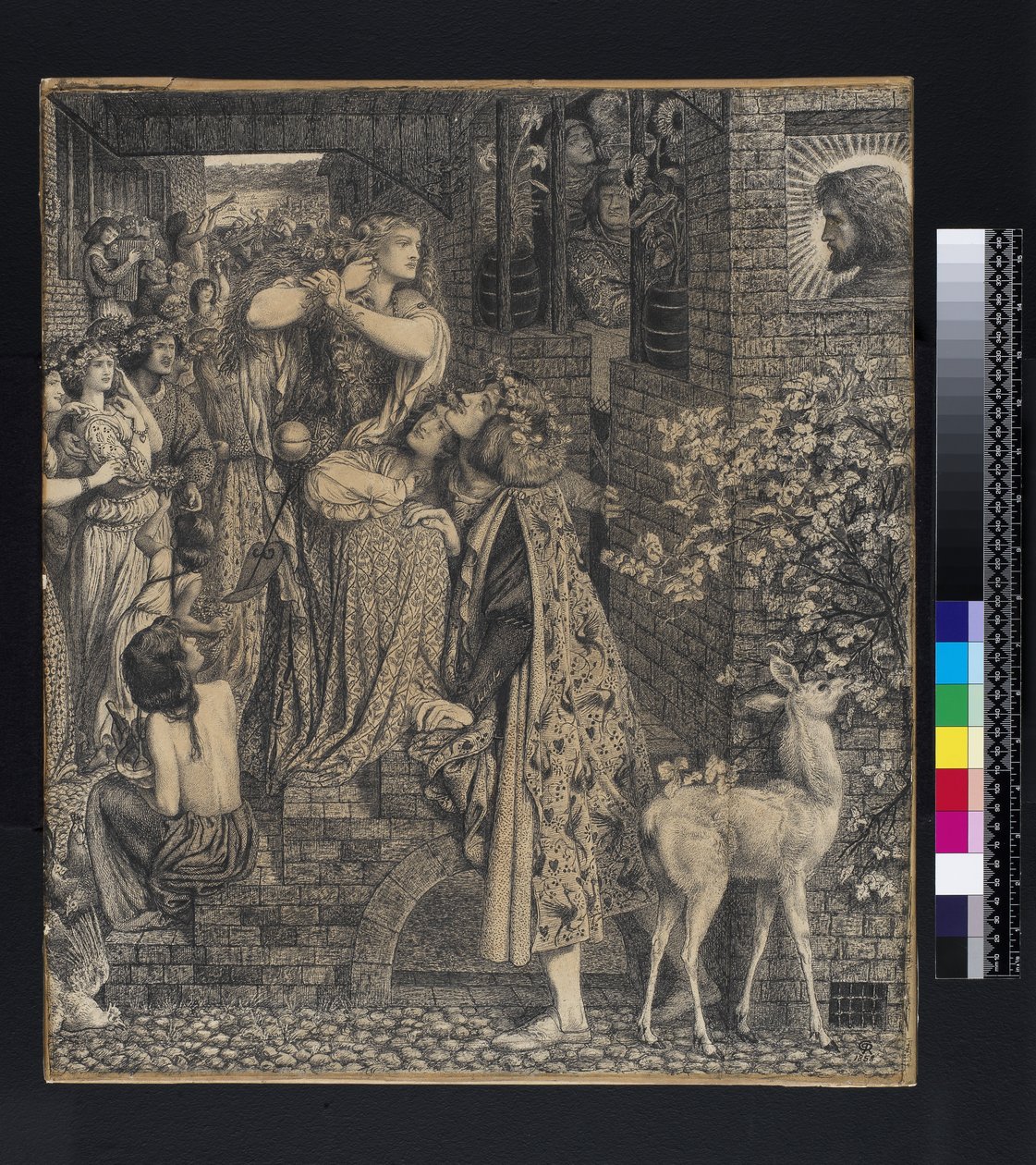 Maria Magdalena vid dörren till Simon fariséen, 1853-9 (penna och bläck på papper) av Dante Gabriel Charles Rossetti