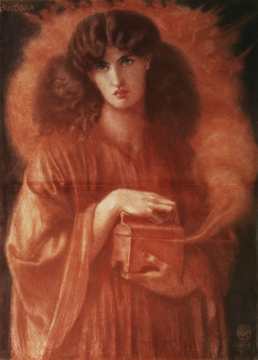 Pandora, 1869 (krita på papper) av Dante Gabriel Charles Rossetti