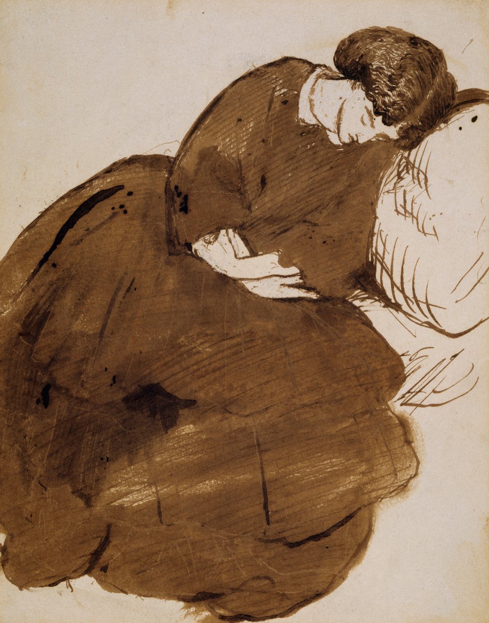 Porträtt av Jane Morris som sover på en soffa av Dante Gabriel Charles Rossetti