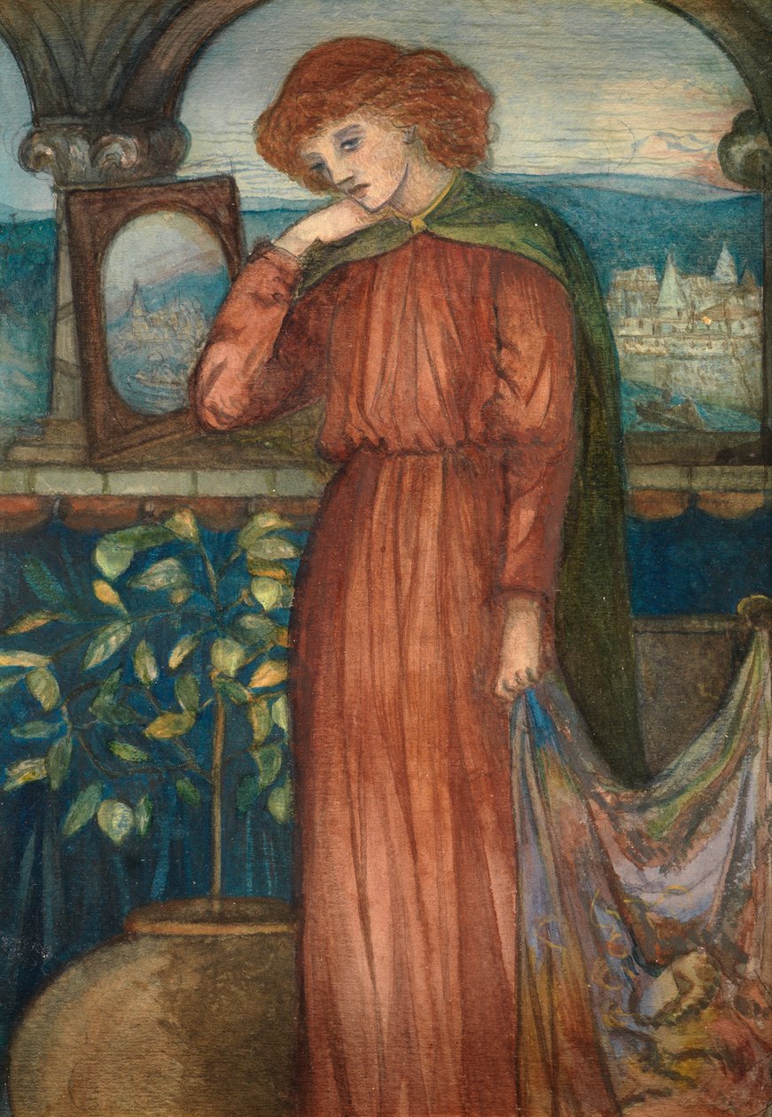 The Lady of Shalott (wc på kort) av Dante Gabriel Charles Rossetti