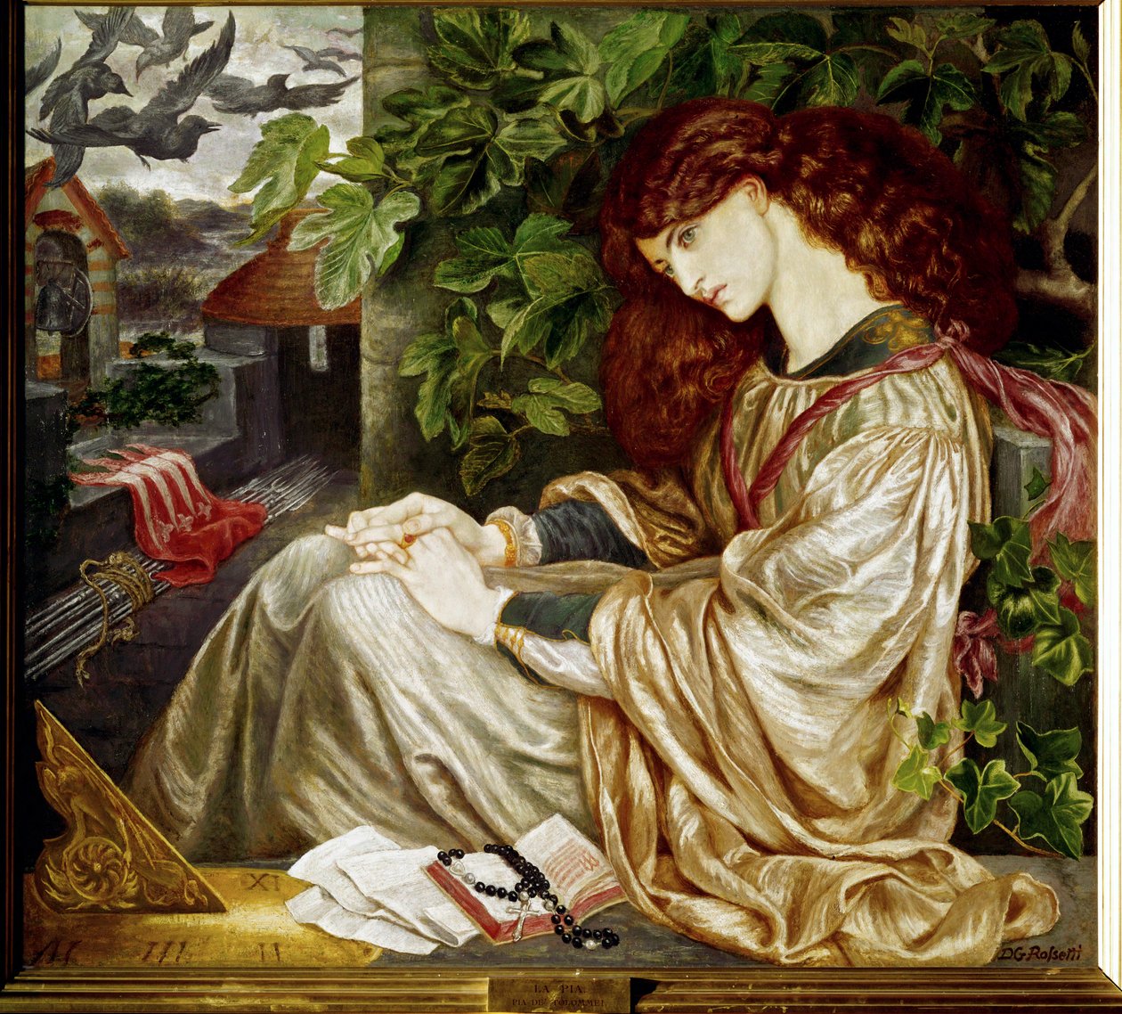 La Pia ... (målning på duk) av Dante Gabriel (after) Rossetti