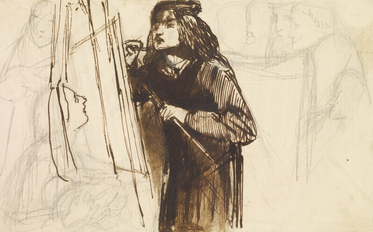 En målare i arbete, 1850-1852 av Dante Gabriel Charles Rossetti