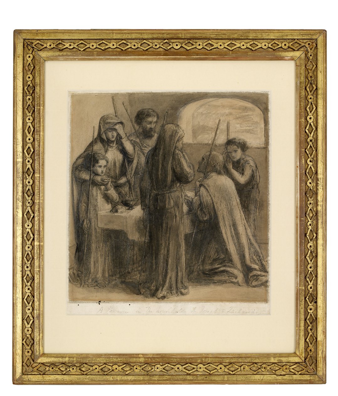 A Passover in the Household of Joseph and Zacharias, c.1850 (grafit och penna och svart bläck och grå tvätt på vitt papper) av Dante Gabriel Charles Rossetti