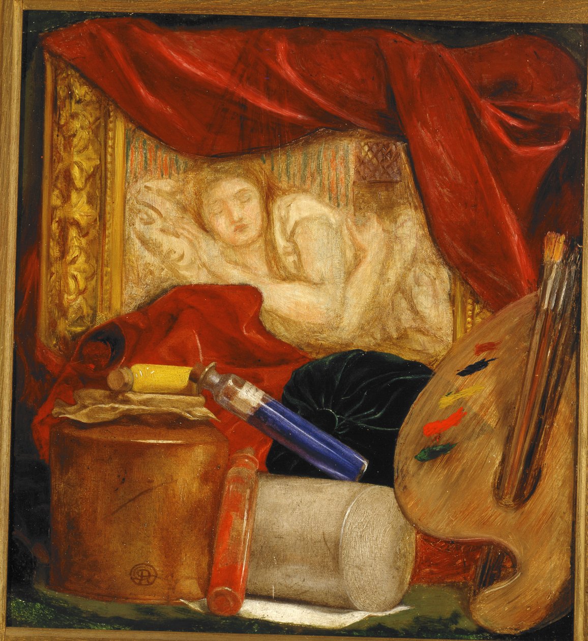 Flaskor (olja ombord monterad på panel) av Dante Gabriel Charles Rossetti