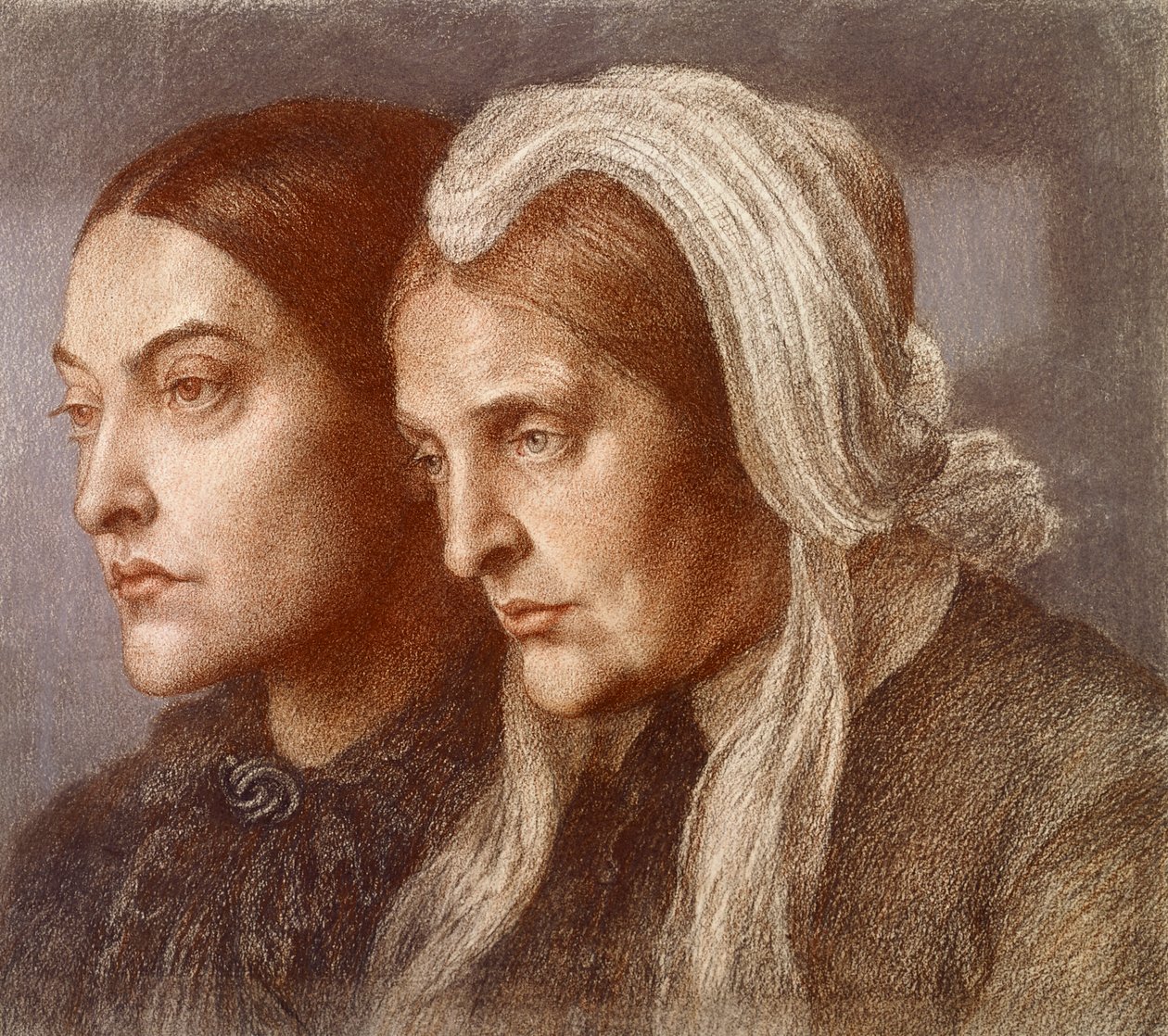 Christina Georgina Rossetti och Frances Mary Lavinia Rossetti av Dante Gabriel Charles Rossetti