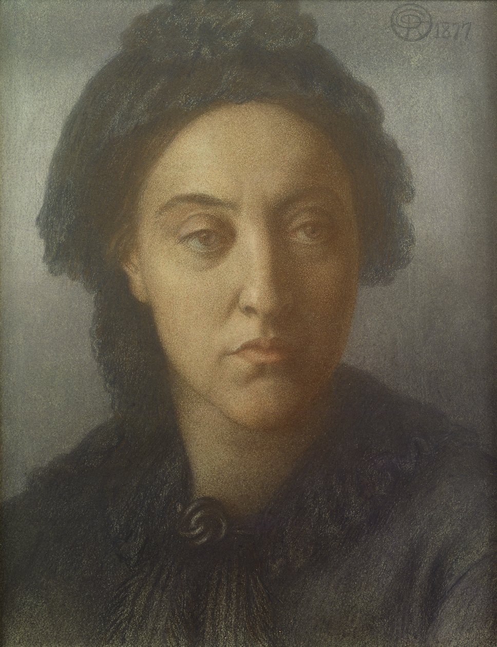 Christina Rossetti, 1877 (färgade kritor på papper) av Dante Gabriel Charles Rossetti