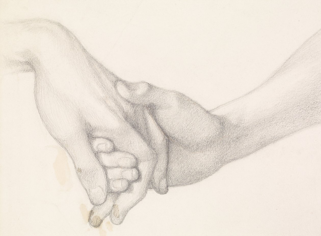 Dantes dröm vid tiden för Beatrices död - Studie av Dante som håller i kärlekens hand av Dante Gabriel Charles Rossetti