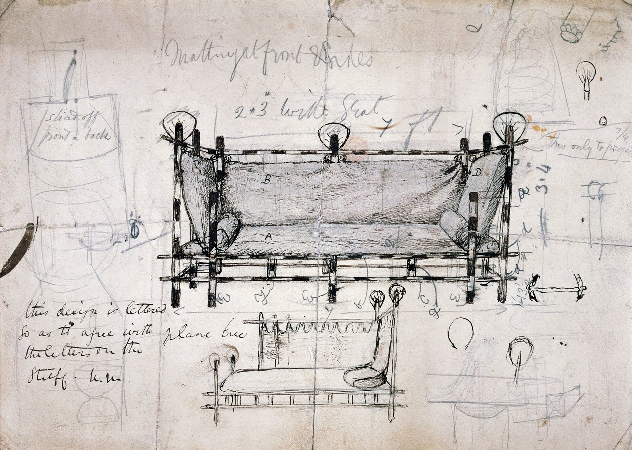 Design för soffa av Dante Gabriel Charles Rossetti