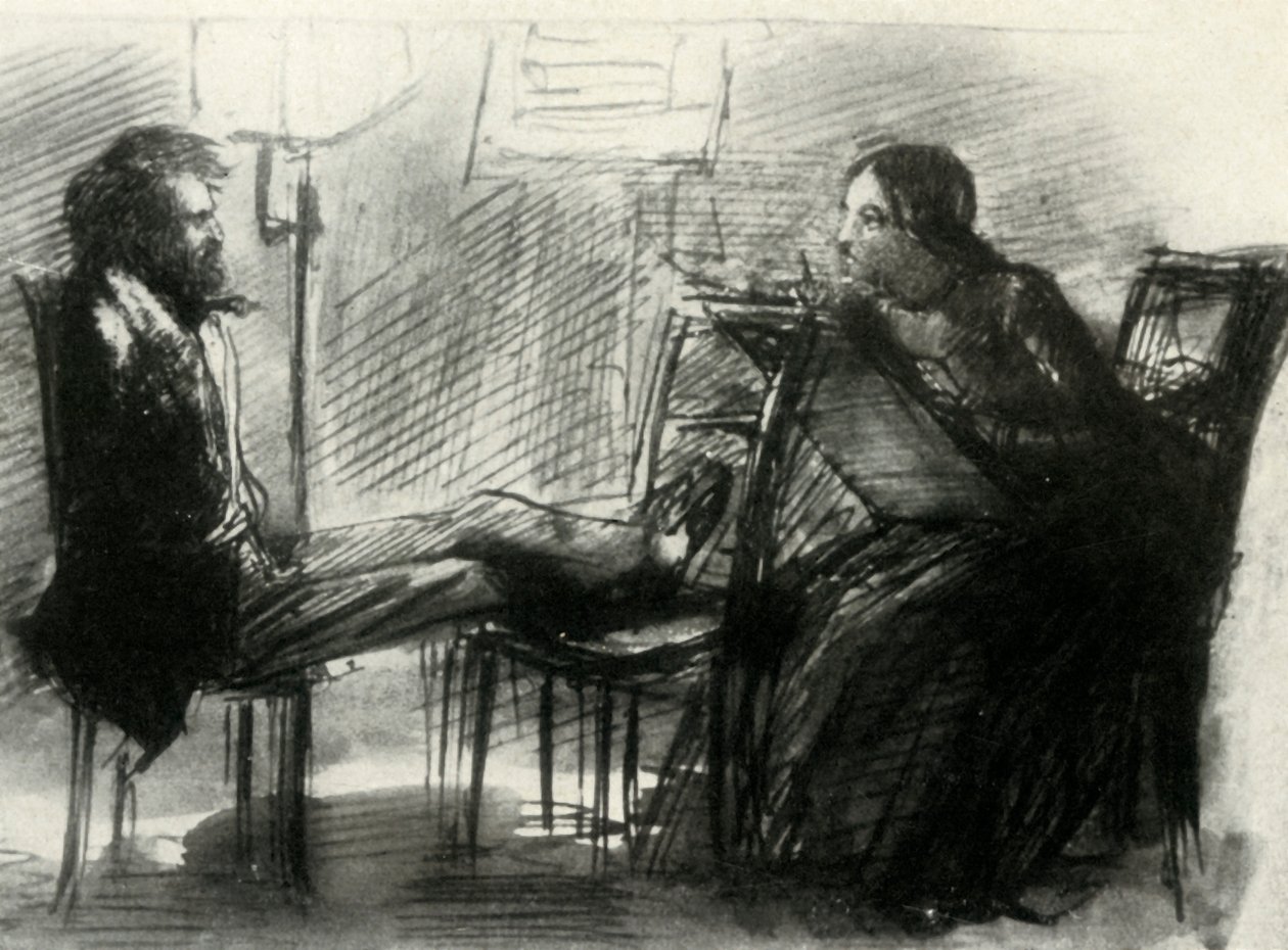 Elizabeth Siddal teckning Rossetti, 1853, 1947. av Dante Gabriel Charles Rossetti
