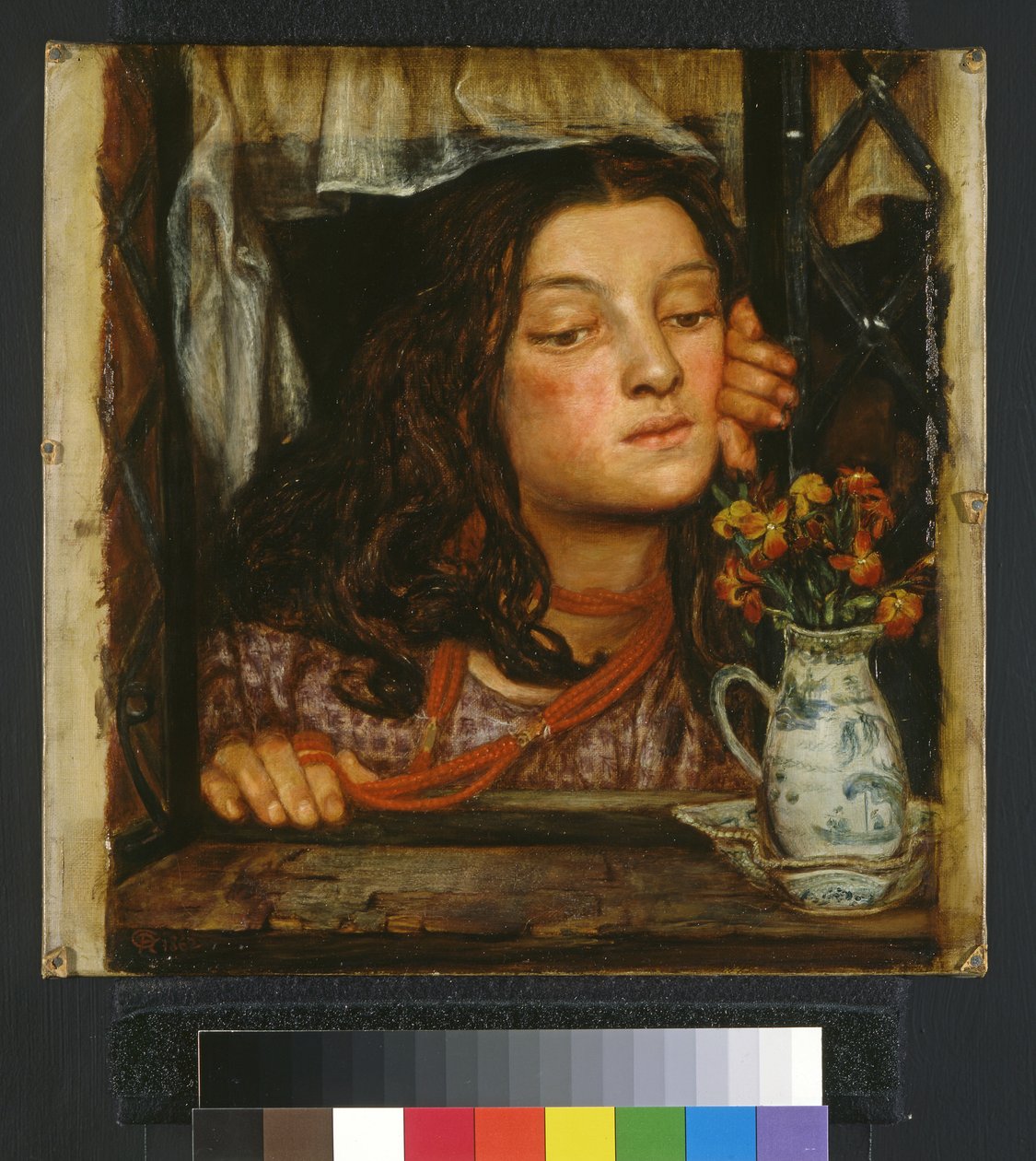 Flicka vid ett galler, 1862 av Dante Gabriel Charles Rossetti