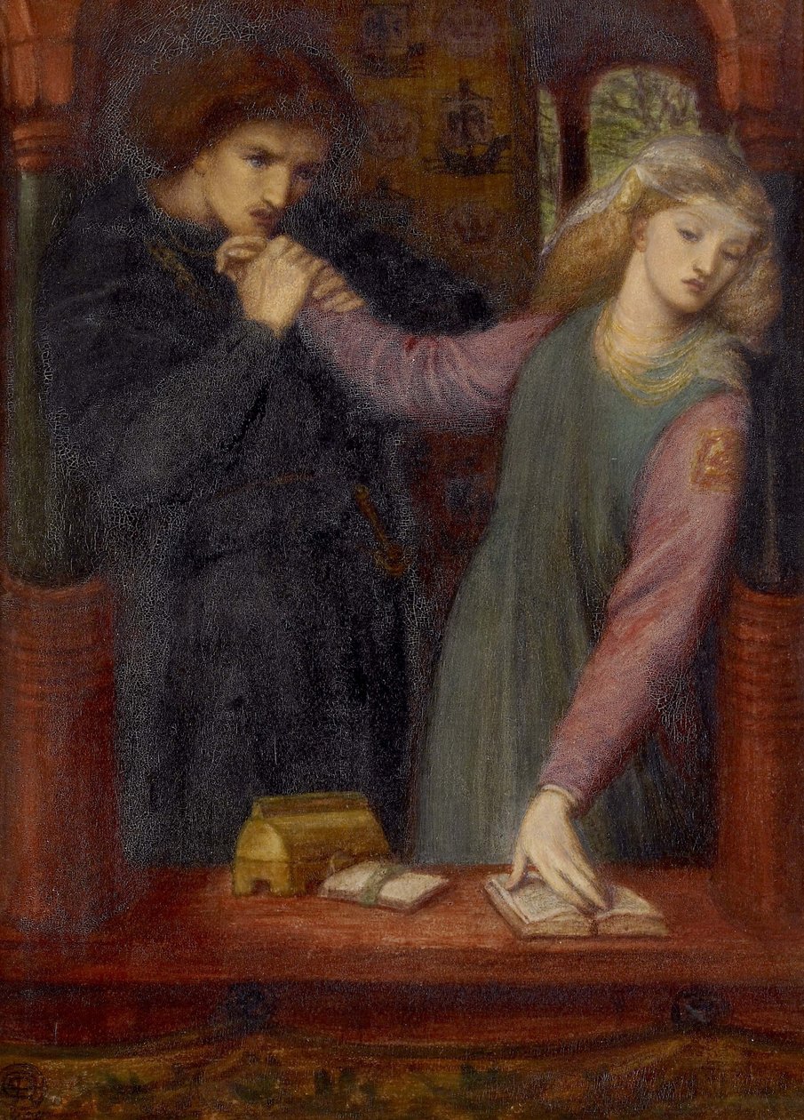 Hamlet och Ophelia, 1866 (akvarell och gummi arabicum på papper) av Dante Gabriel Charles Rossetti