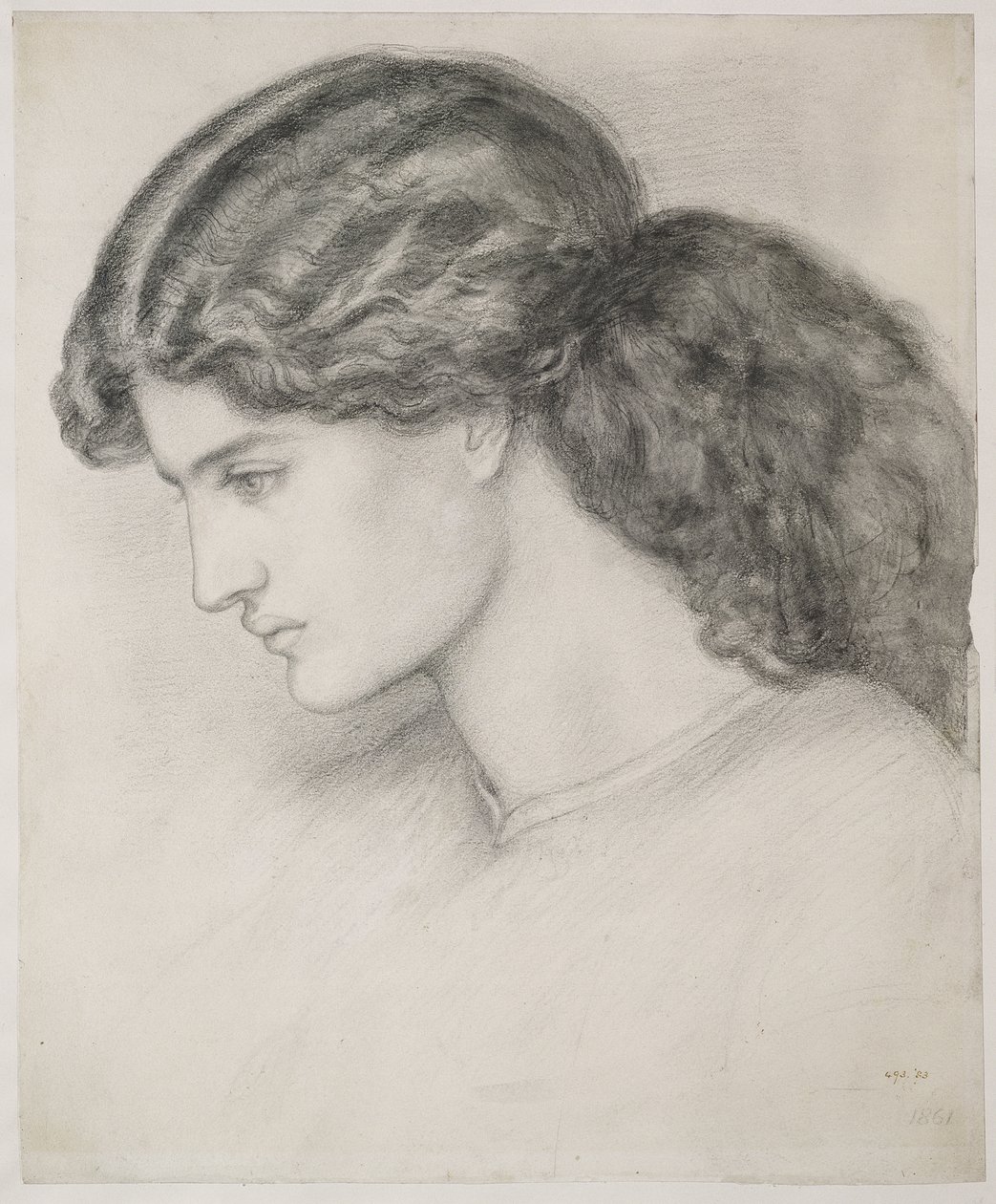Kvinnohuvud, 1861 av Dante Gabriel Charles Rossetti