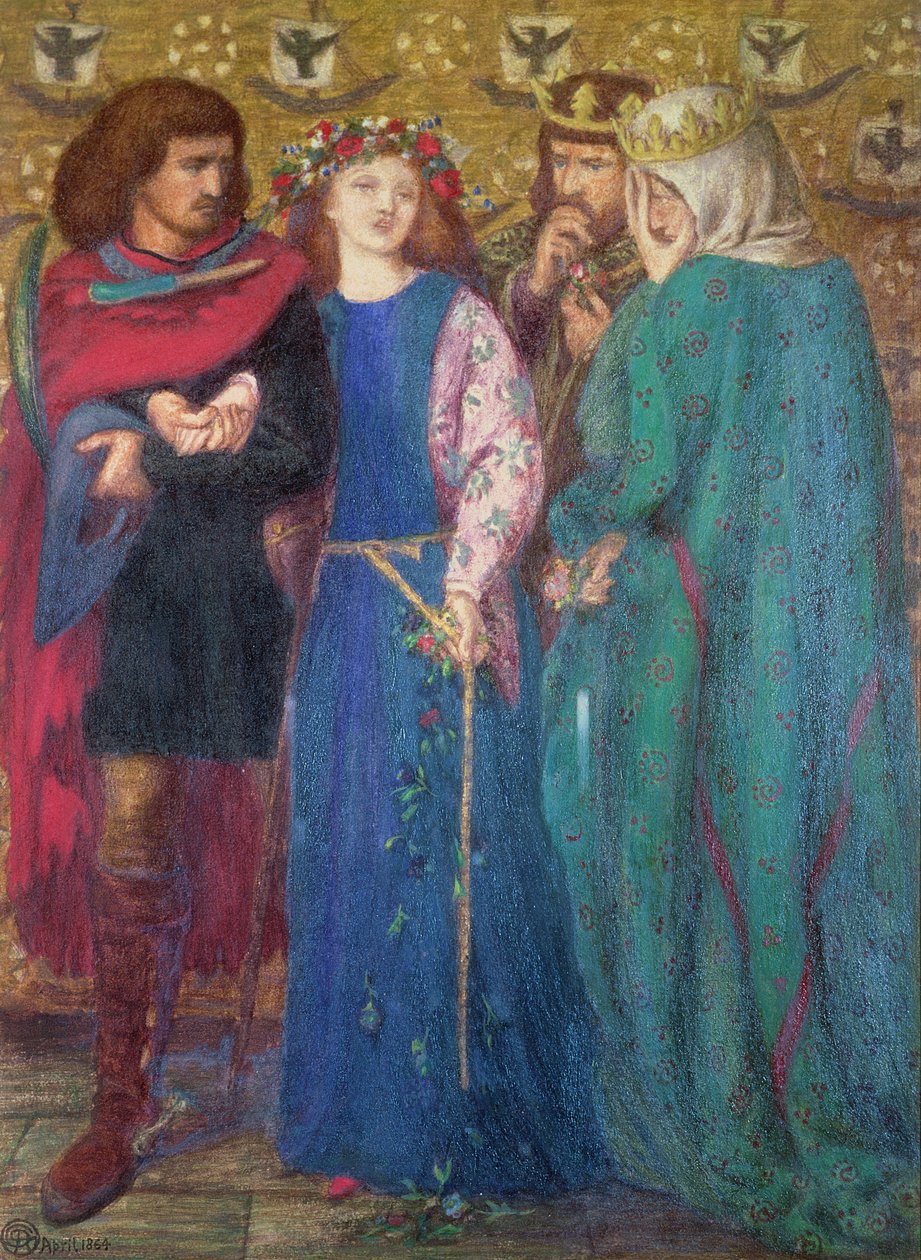 Horatio upptäcker Ophelias galenskap av Dante Gabriel Charles Rossetti
