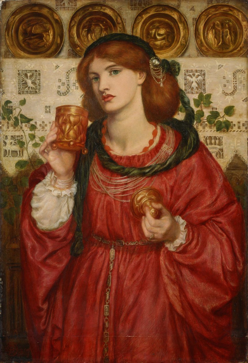 Kärlekens kopp - Målning av Dante Gabriel Rossetti (1828-1882), olja på trä av Dante Gabriel Charles Rossetti