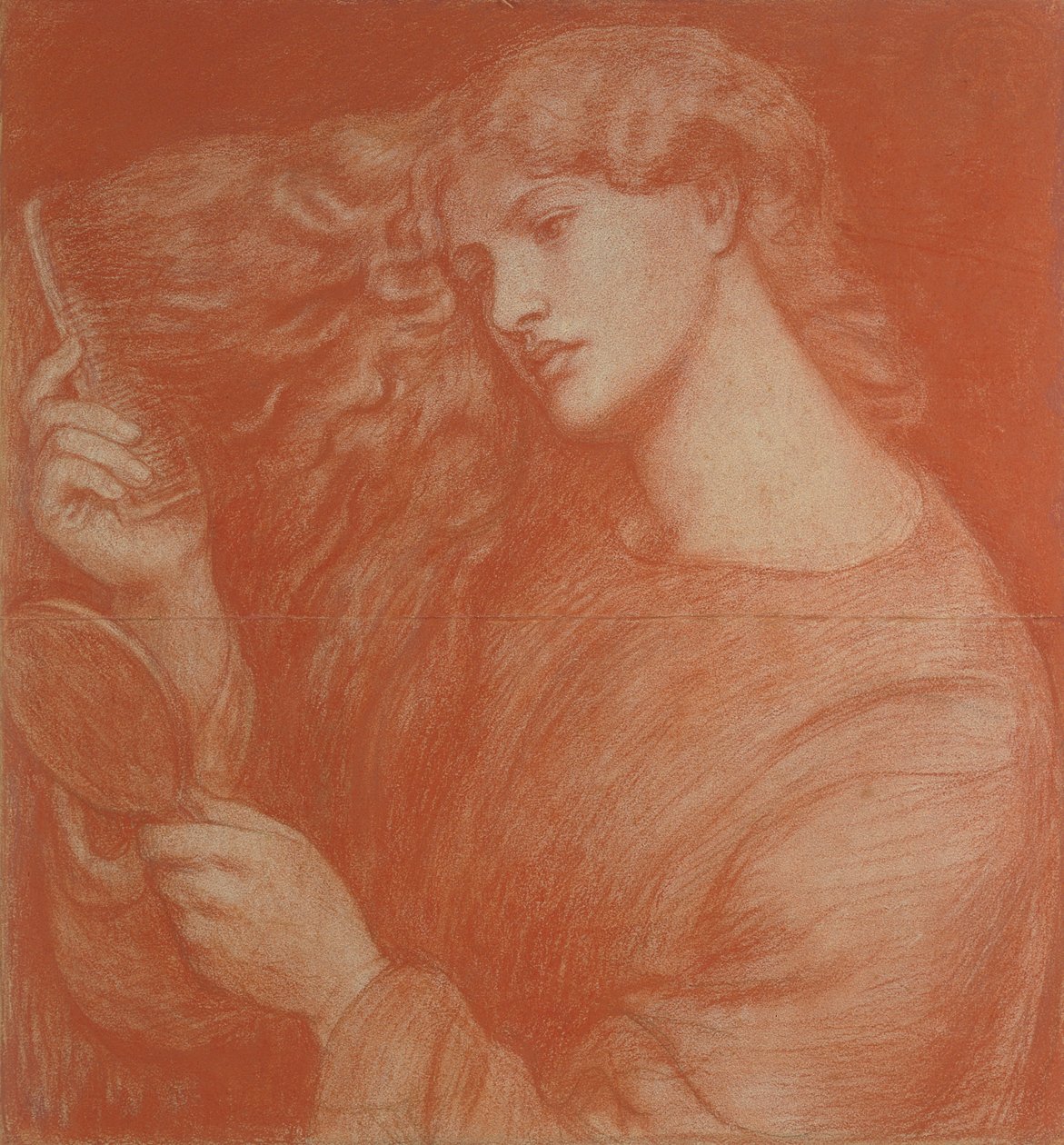 Lady Lilith (röd krita på papper) av Dante Gabriel Charles Rossetti
