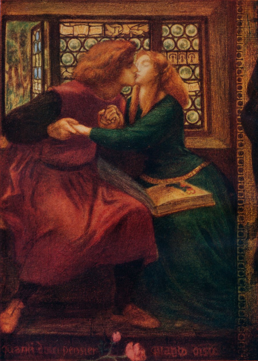 Paolo och Francesca da Rimini detalj, 1855 av Dante Gabriel Charles Rossetti