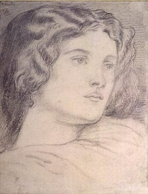 Porträtthuvud av Fanny Cornforth, ca 1862-5 (penna) av Dante Gabriel Charles Rossetti