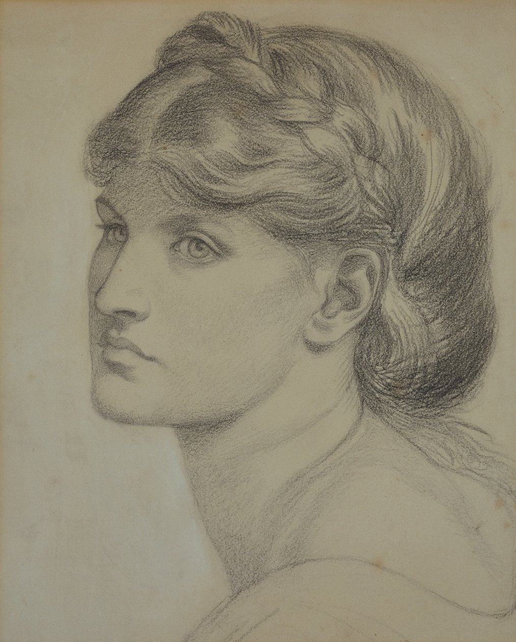 Porträtt av Alexa Wilding, en studie för "The Bower Meadow" av Dante Gabriel Charles Rossetti