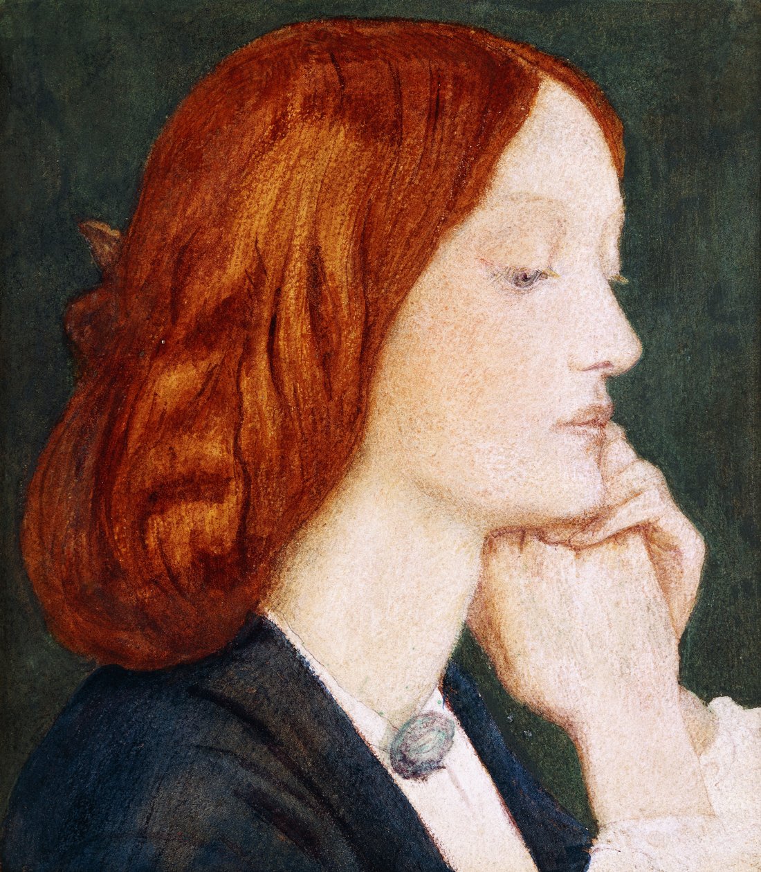 Porträtt av Elizabeth Siddal, i profil till höger, av Dante Gabriel Charles Rossetti