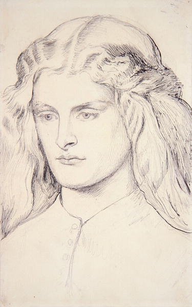 Porträttstudie av Annie Miller, ca 1860-63 (penna, indisk bläck och grafit på papper) av Dante Gabriel Charles Rossetti