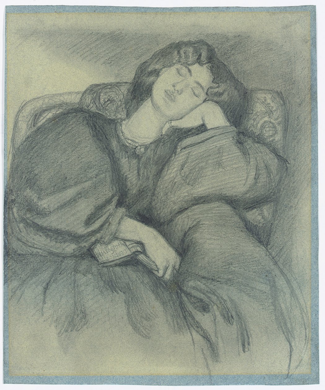 Studie av Jane Morris sovande i en stoppad fåtölj, av Dante Gabriel Charles Rossetti