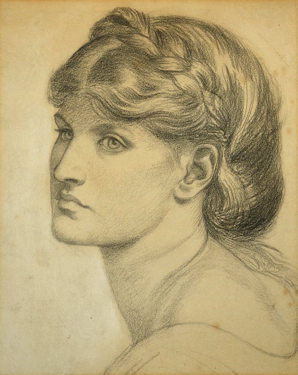 Studie av ett huvud för "The Bower Meadow", 1872 av Dante Gabriel Charles Rossetti
