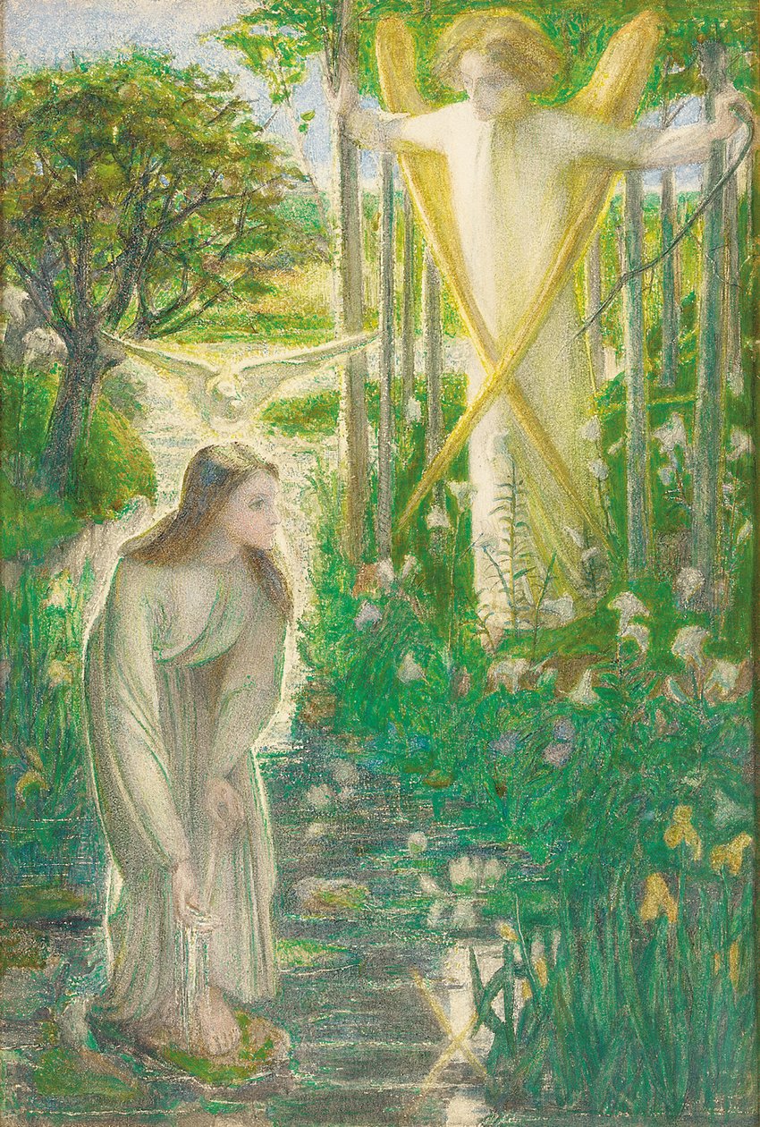 Bebådelsen, 1855 av Dante Gabriel Charles Rossetti