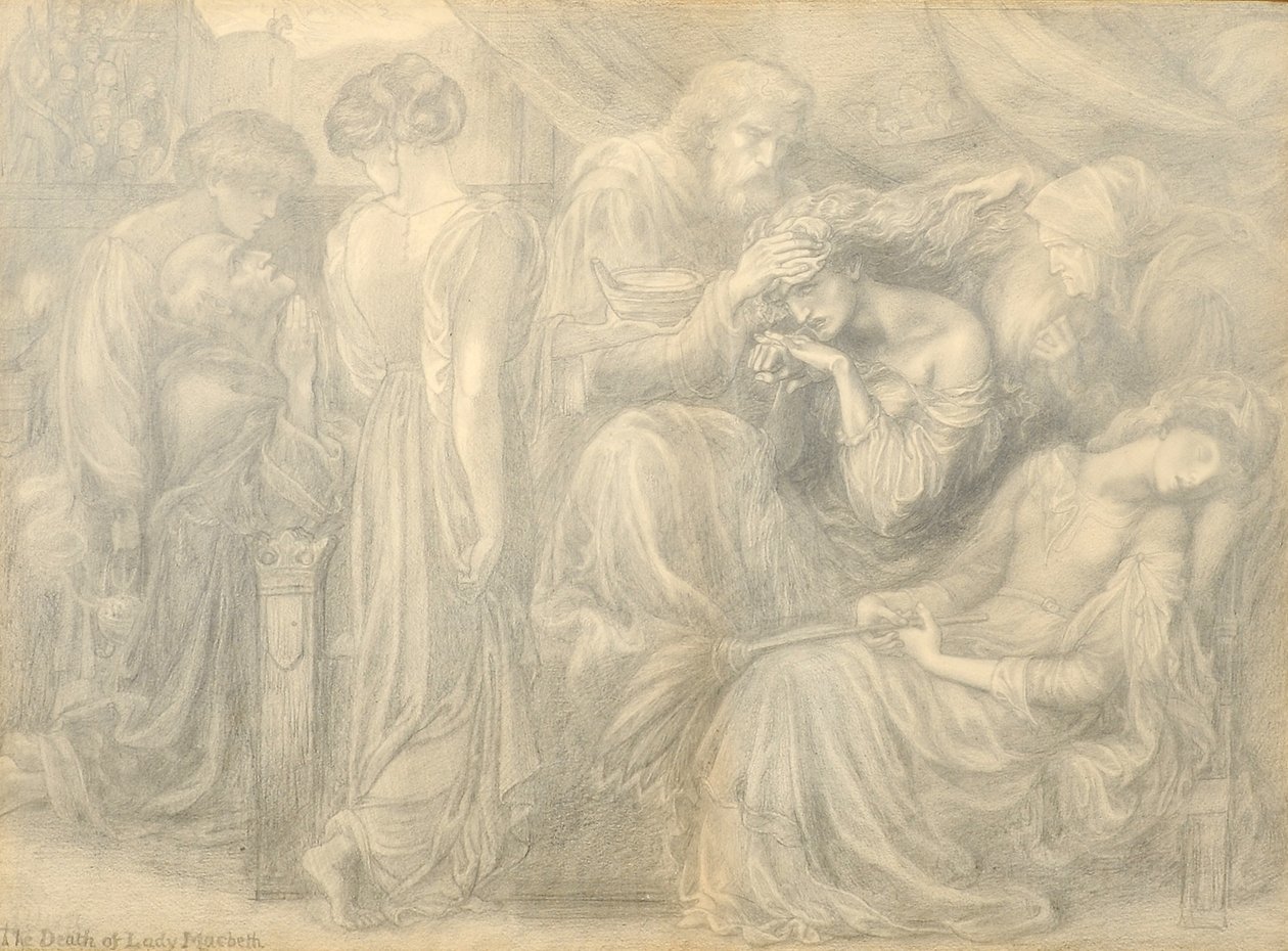 Lady Macbeths död, ca 1875 av Dante Gabriel Charles Rossetti