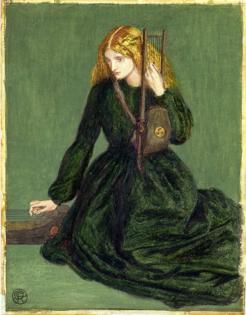 Harpspelaren, en studie av Annie Miller, 1872 av Dante Gabriel Charles Rossetti