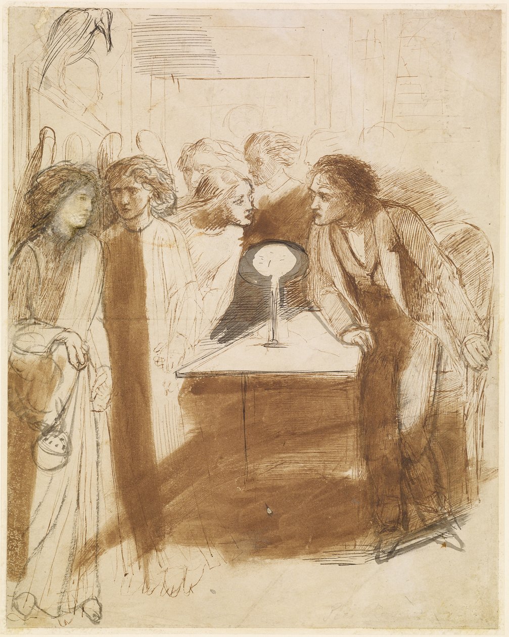 The Raven - Angel Footfalls, c.1847 av Dante Gabriel Charles Rossetti