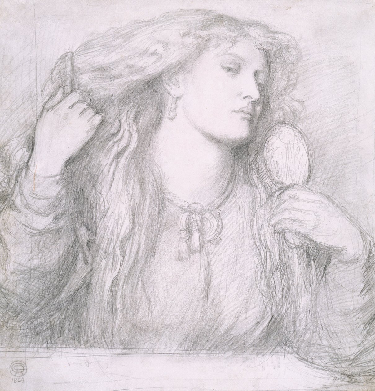 Kvinna som kammar håret, Fanny Cornforth av Dante Gabriel Charles Rossetti