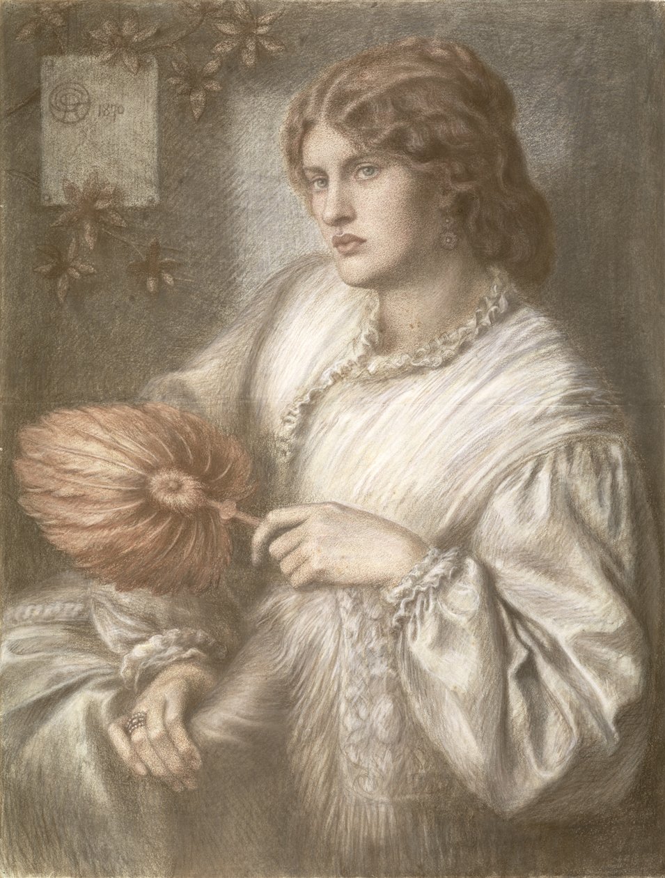 Kvinna med en fläkt, 1870 av Dante Gabriel Charles Rossetti