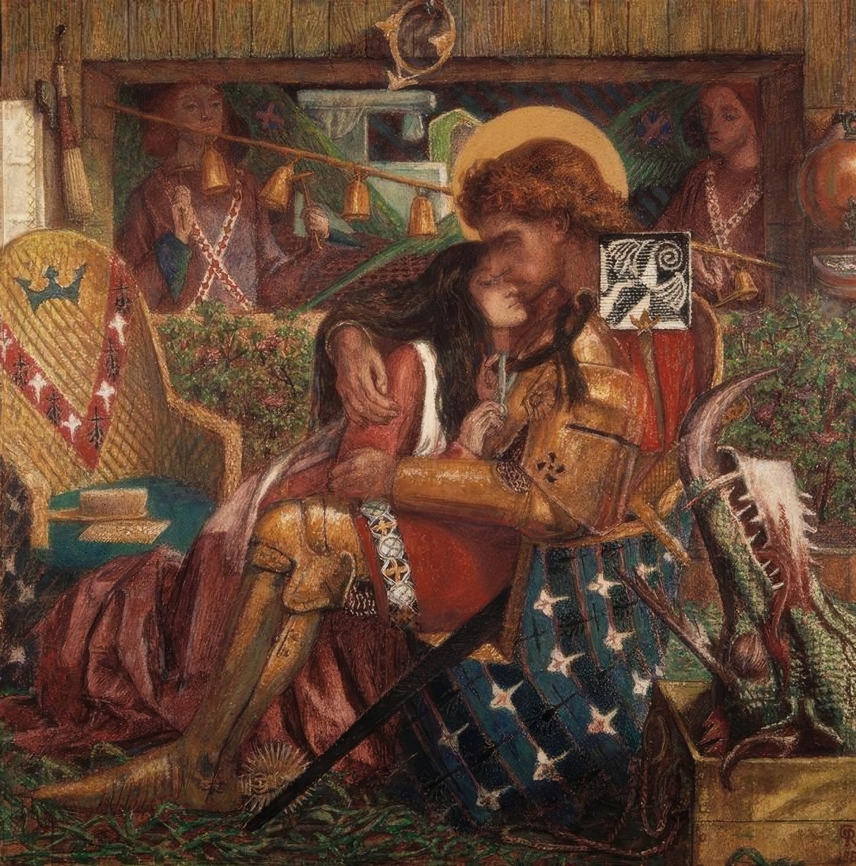 St Georges bröllop med prinsessan Sabra av Dante Gabriel Charles Rossetti
