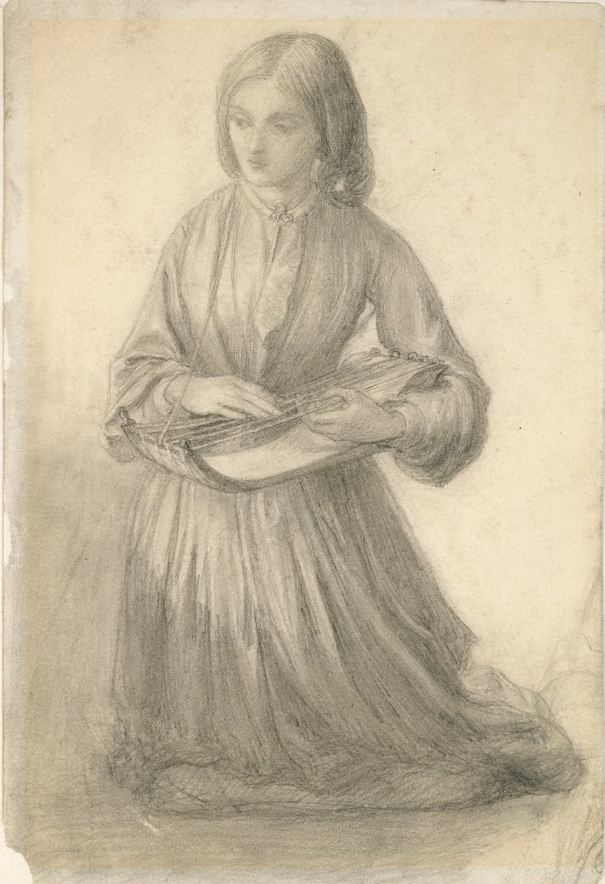 Elizabeth Siddal spelar ett stråkinstrument, c1852 av Dante Gabriel Rossetti