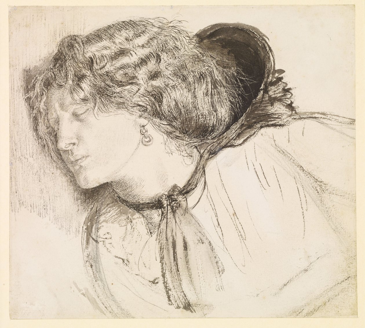 Hittad - Studie för flickans huvud av Dante Gabriel Rossetti
