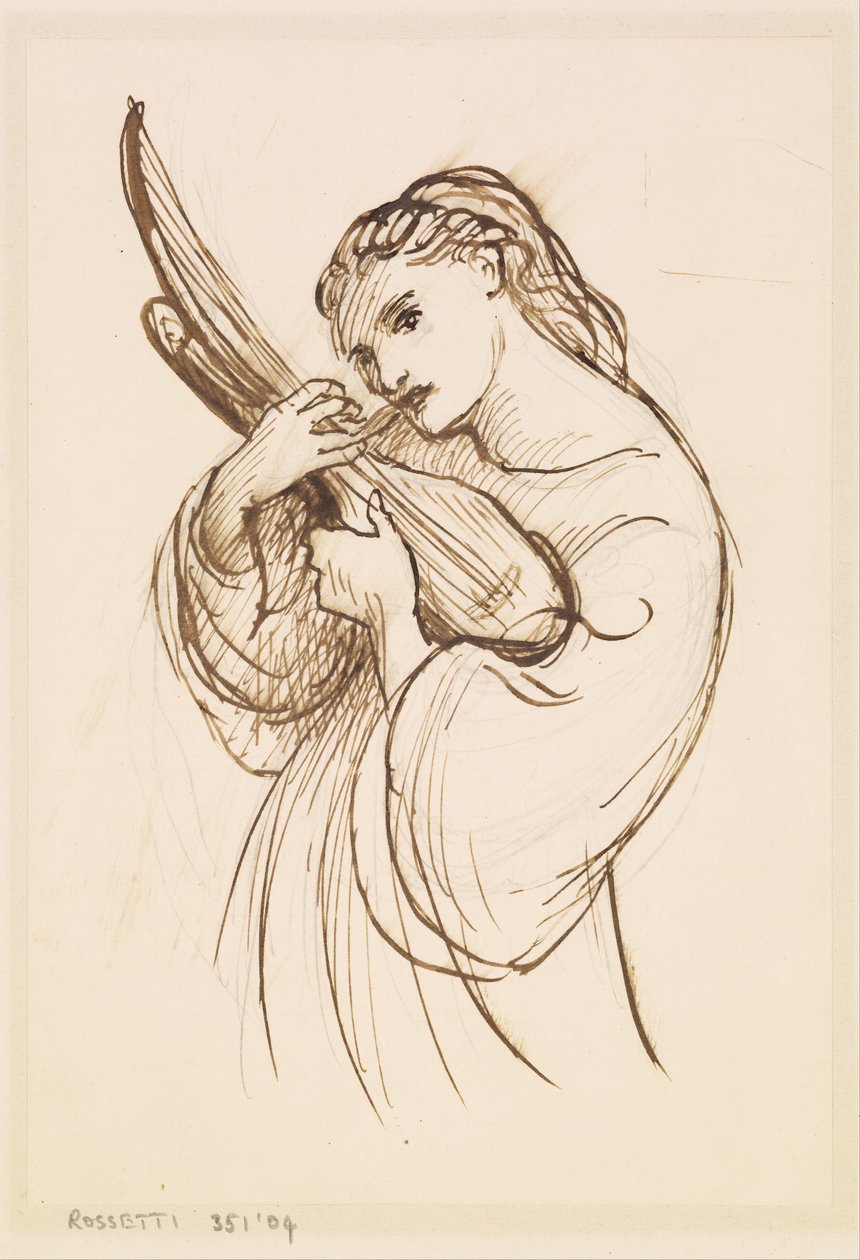 Flicka med musikinstrument av Dante Gabriel Rossetti