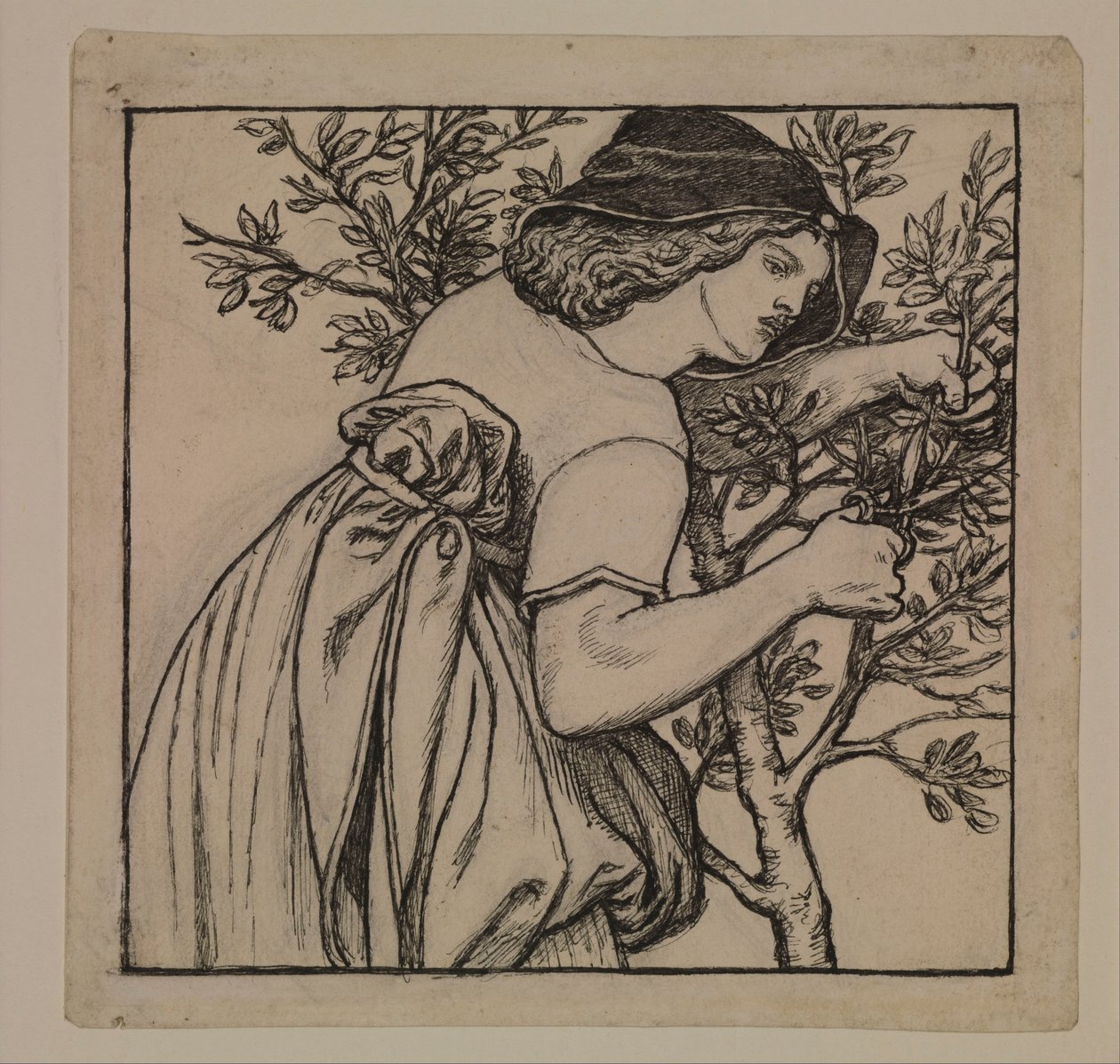 Kung Renés smekmånad - Trädgårdsskötsel - Förslag till en målad panel till skåpet av Dante Gabriel Rossetti