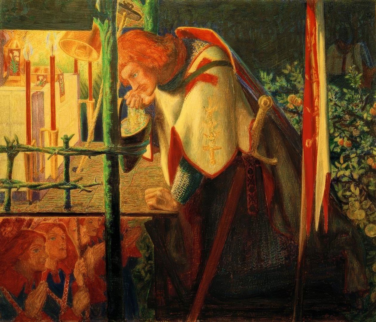 Sir Galahad vid det förstörda kapellet av Dante Gabriel Charles Rossetti