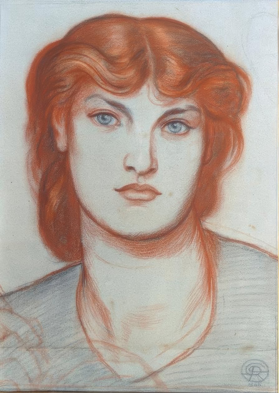 Studera för Queen of Hearts av Dante Gabriel Charles Rossetti