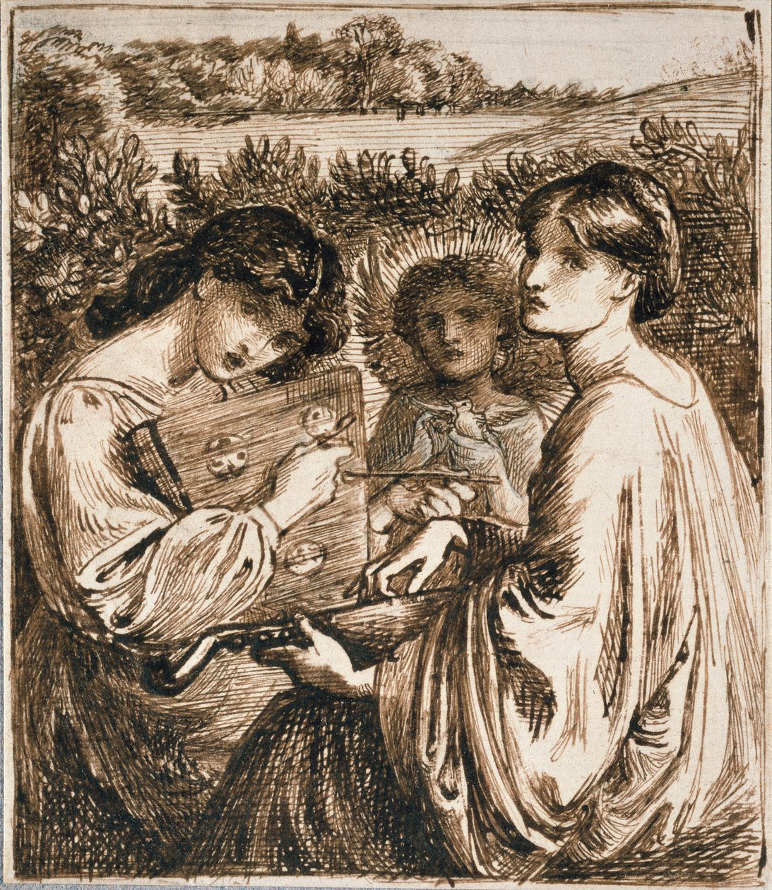 Studie för Bower Meadow, sent 1800-tal av Dante Gabriel Rossetti