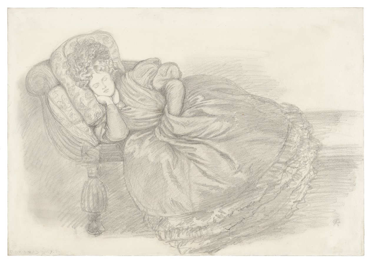 Studie av Fanny Cornforth, sovande på en schäslong av Dante Gabriel Rossetti
