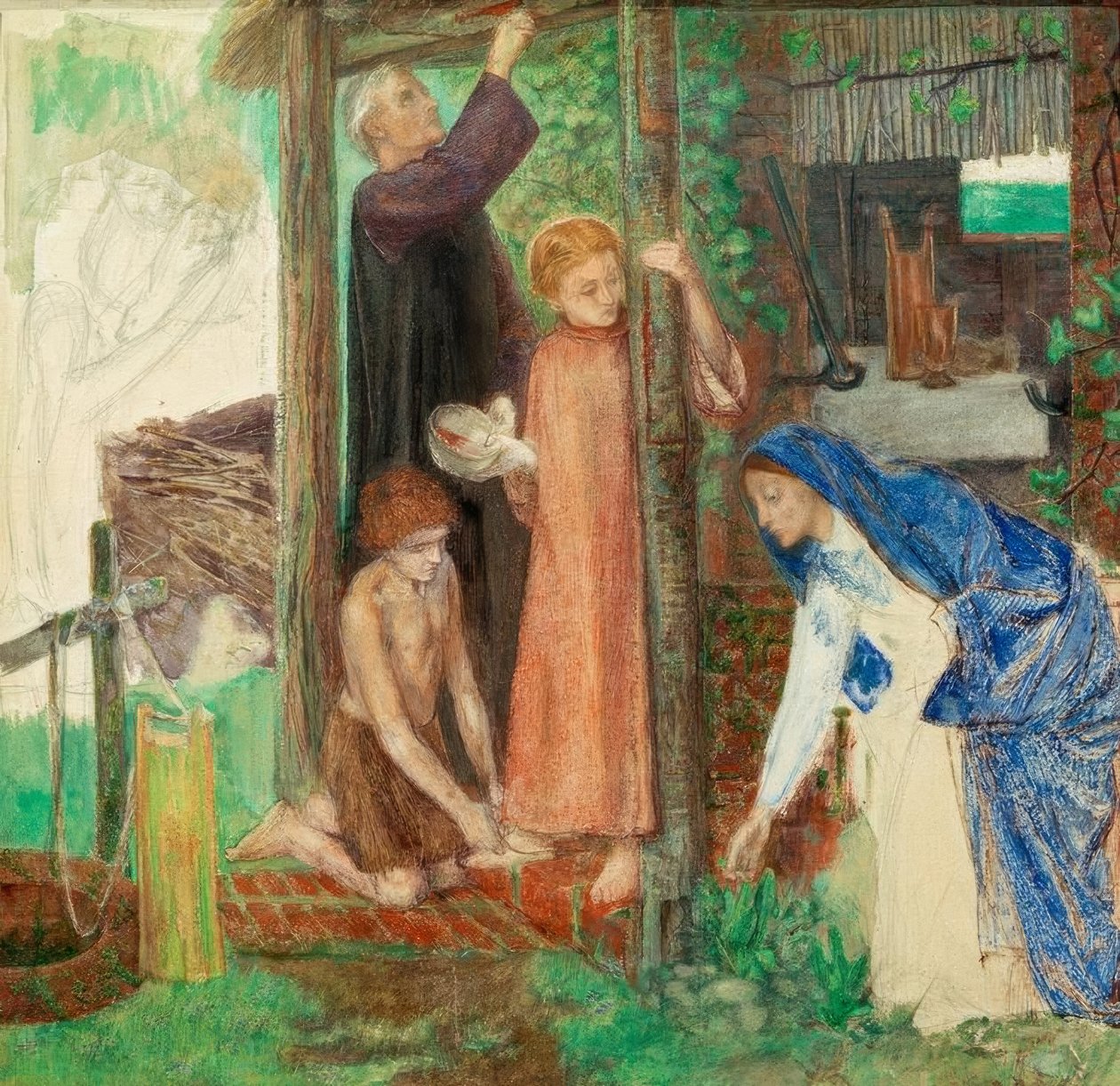 Påsken i den heliga familjen av Dante Gabriel Charles Rossetti