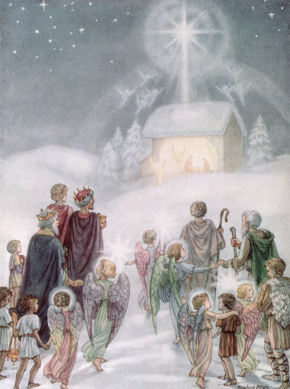 Ett julkort från en akvarell av Daphne Allan