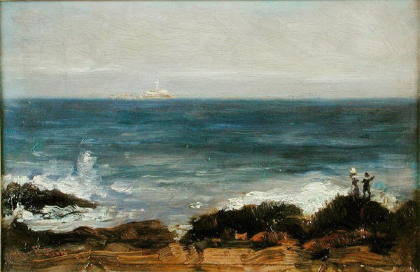 Figurer vid Dublin Bay (olja ombord) av Darius J. MacEgan